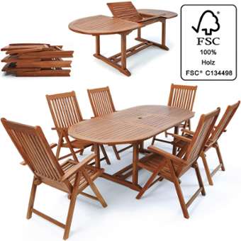 Salon de jardin libeccio 1 table 150/200 cm + 6 chaises