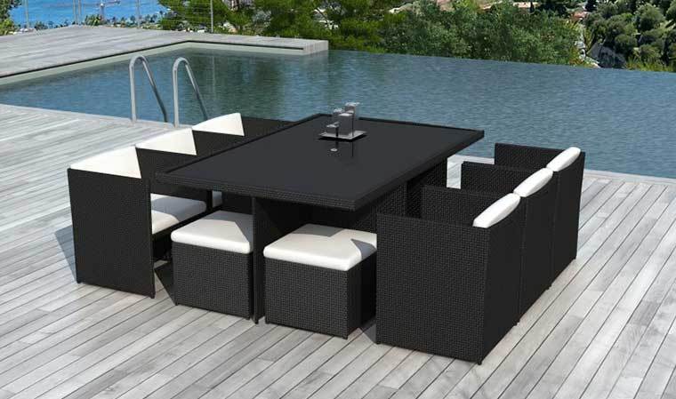 Salon de jardin encastrable structure aluminium