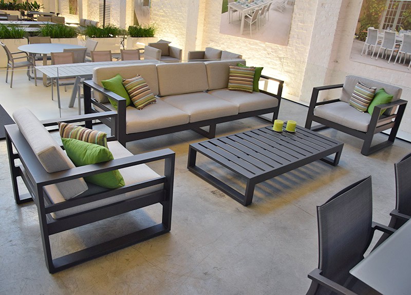 Salon de jardin alu gris