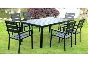 Oman salon de jardin en aluminium 6 places - noir