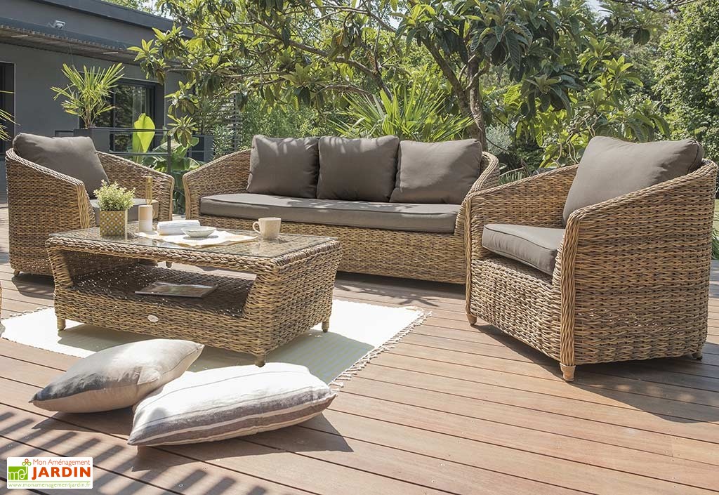 Salon de jardin resine tressee marron