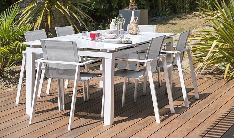 Fauteuil salon de jardin blanc