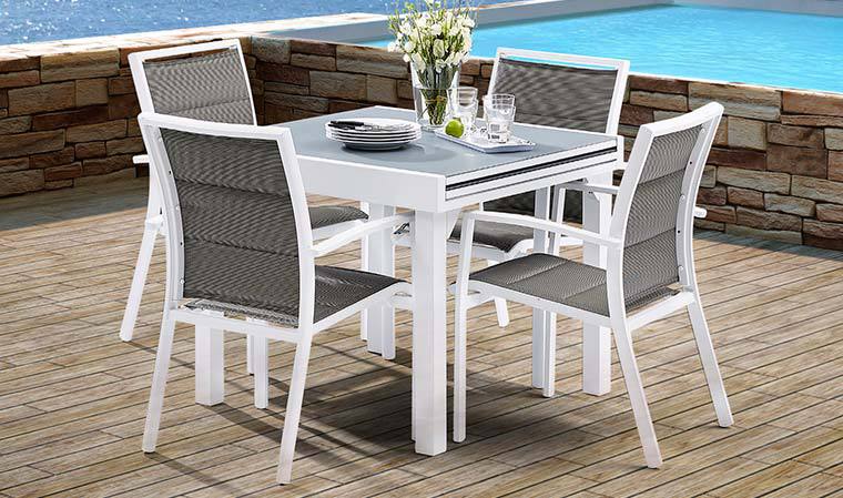 Salon de jardin blanc gris