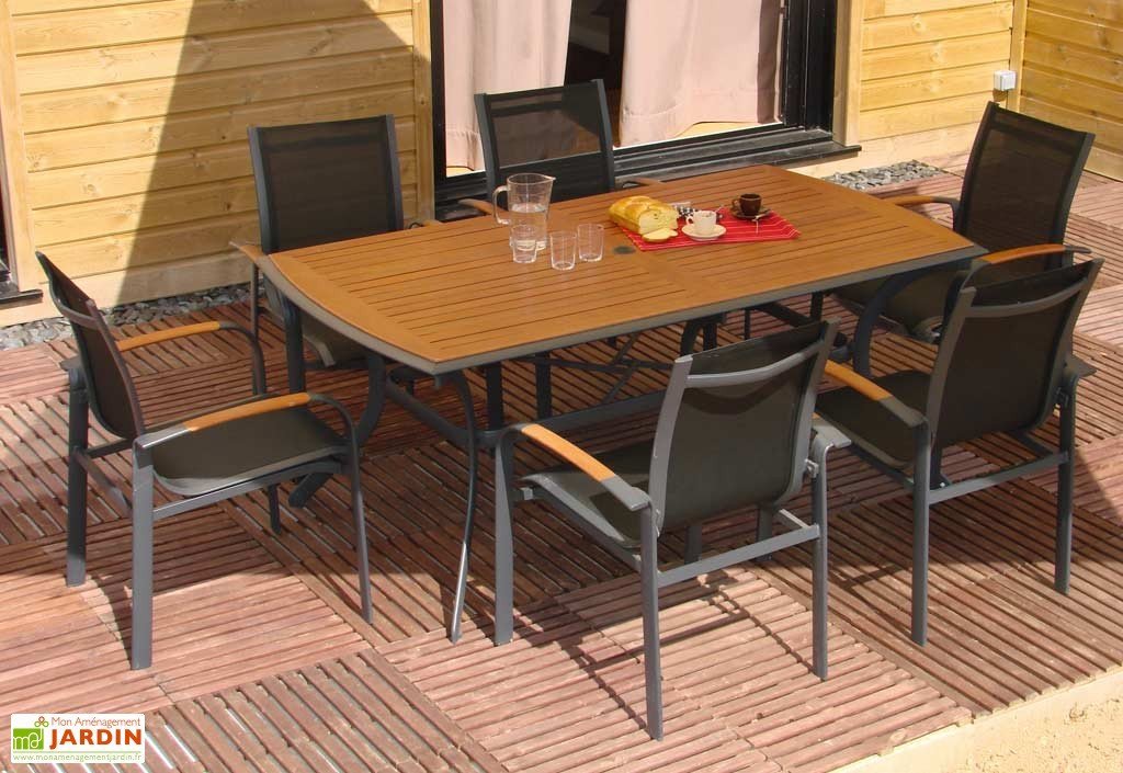 Salon de jardin bois alu