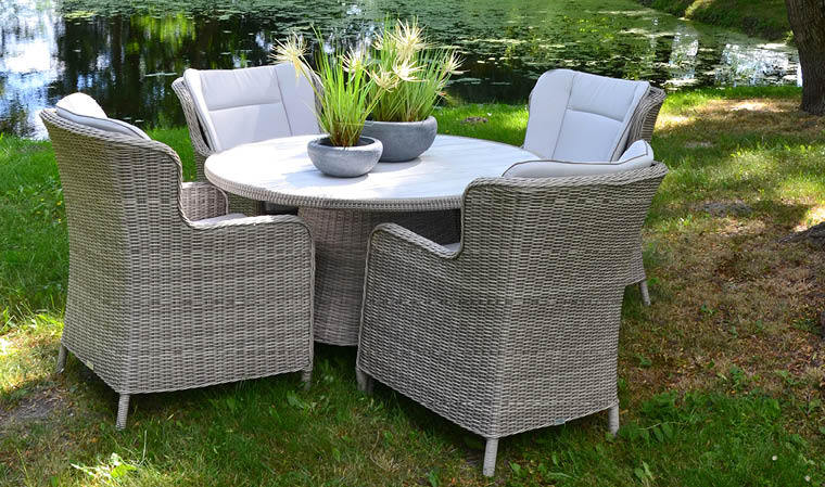 Salon de jardin poly rotin rond