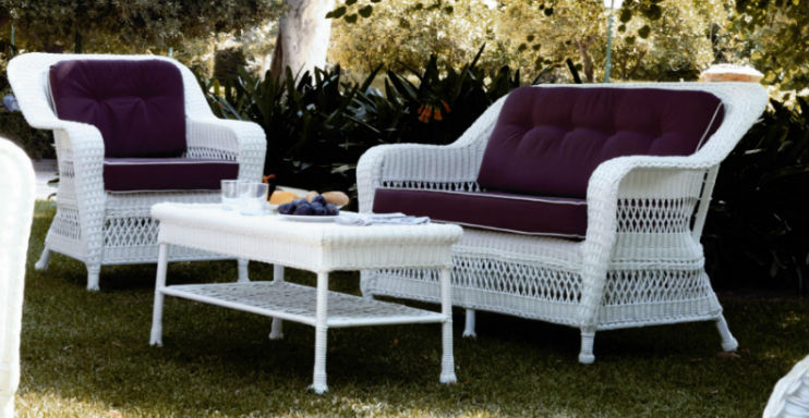 Salon de jardin osier blanc