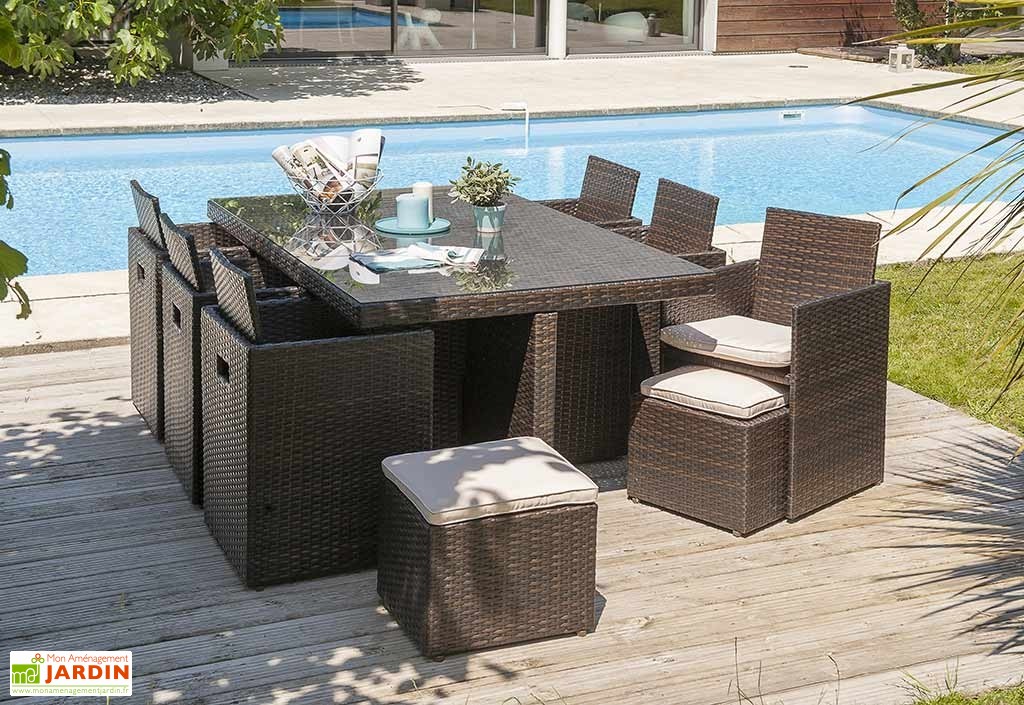 Salon de jardin 4 pièces résine tressée