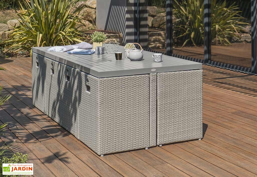 Mobilier de jardin resine tressee