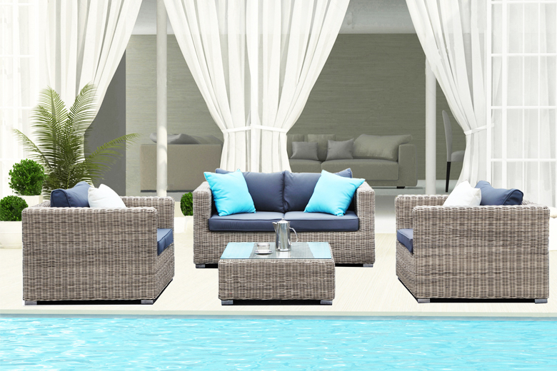 Salon de jardin en resine beige