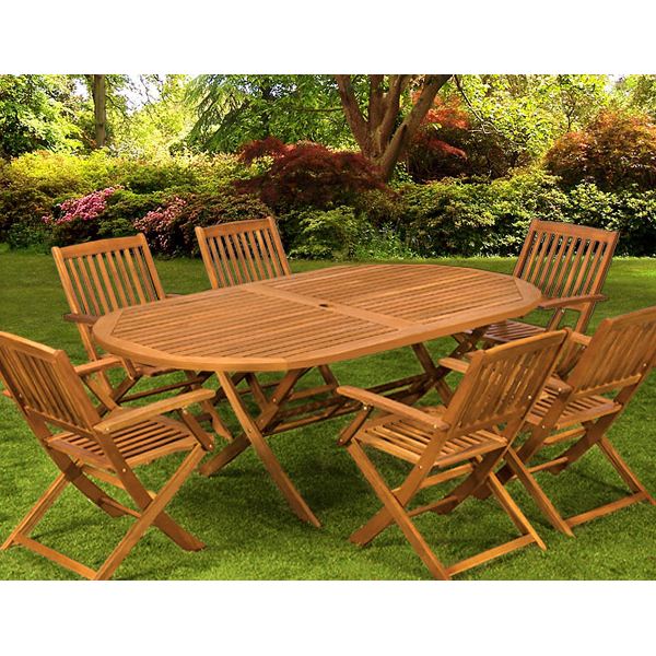Salon de jardin teck 6 chaises