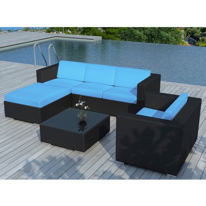 Salon de jardin bas bleu