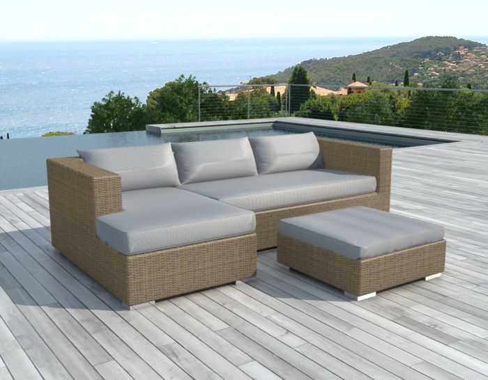 Salon de jardin d'angle resine tressee