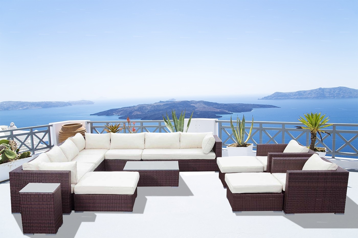 Salon de jardin solaire led blanc