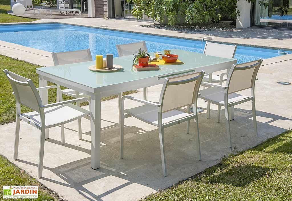 Salon de jardin en aluminium et verre