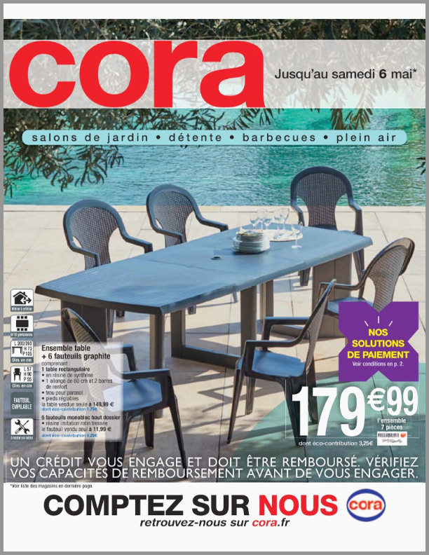 Salon de jardin cora 2017