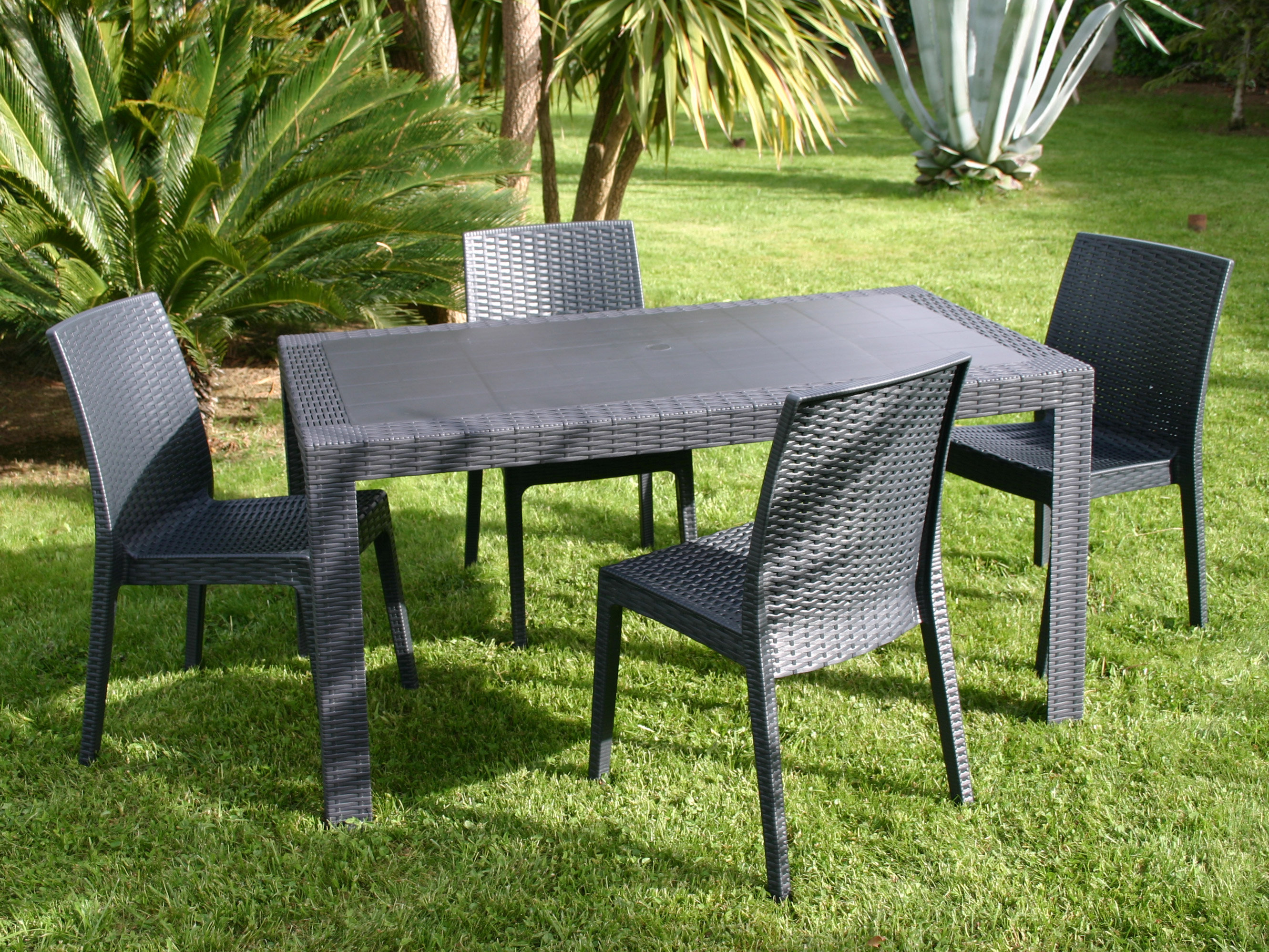 Salon de jardin plastique imitation rotin