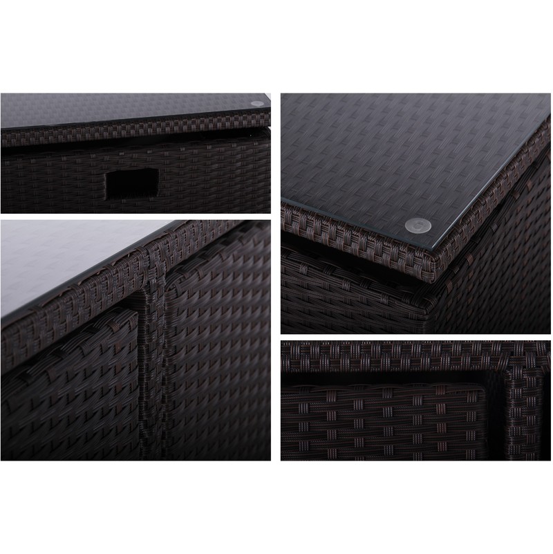 Salon de jardin 8 places encastrables luco marron