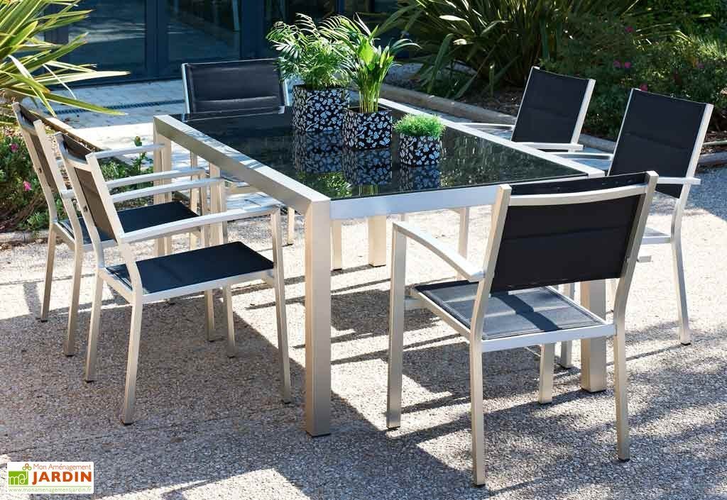 Table salon de jardin alu verre