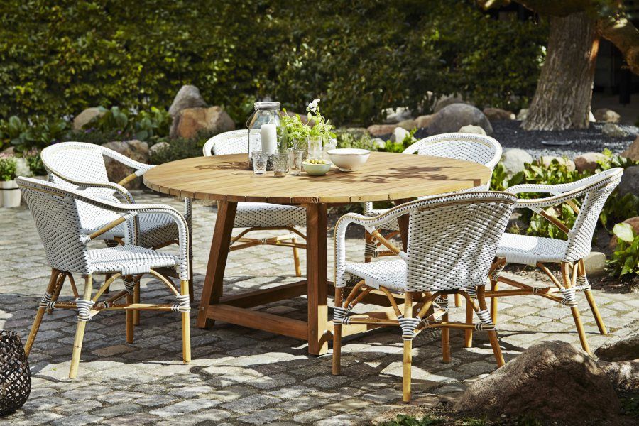 Salon de jardin en teck table ronde