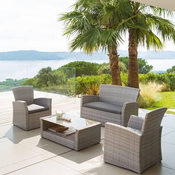 Salon de jardin resine tressee taupe