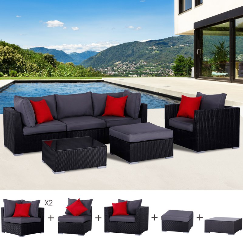 Salon de jardin coussin noir
