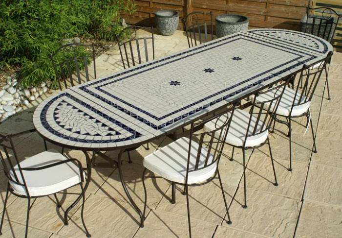 Salon de jardin table mosaique