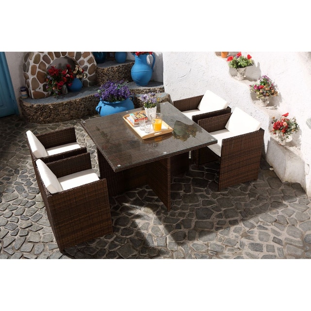 Salon de jardin resine tressee miami