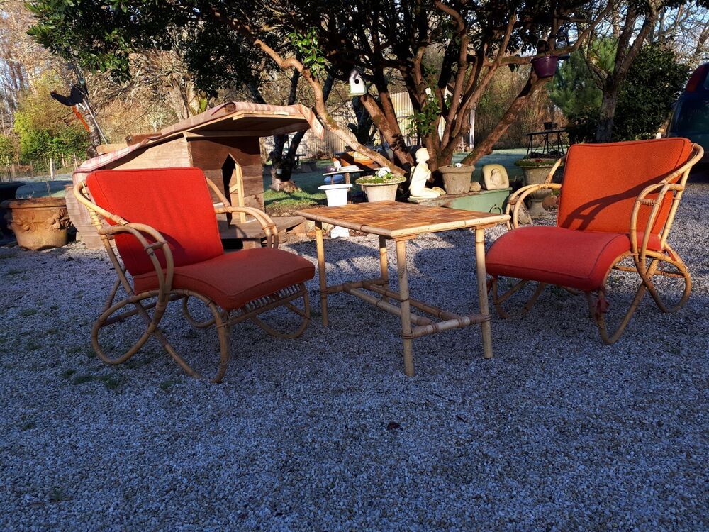 Salon de jardin rotin vintage