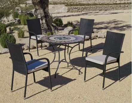 Salon de jardin table ronde mosaique