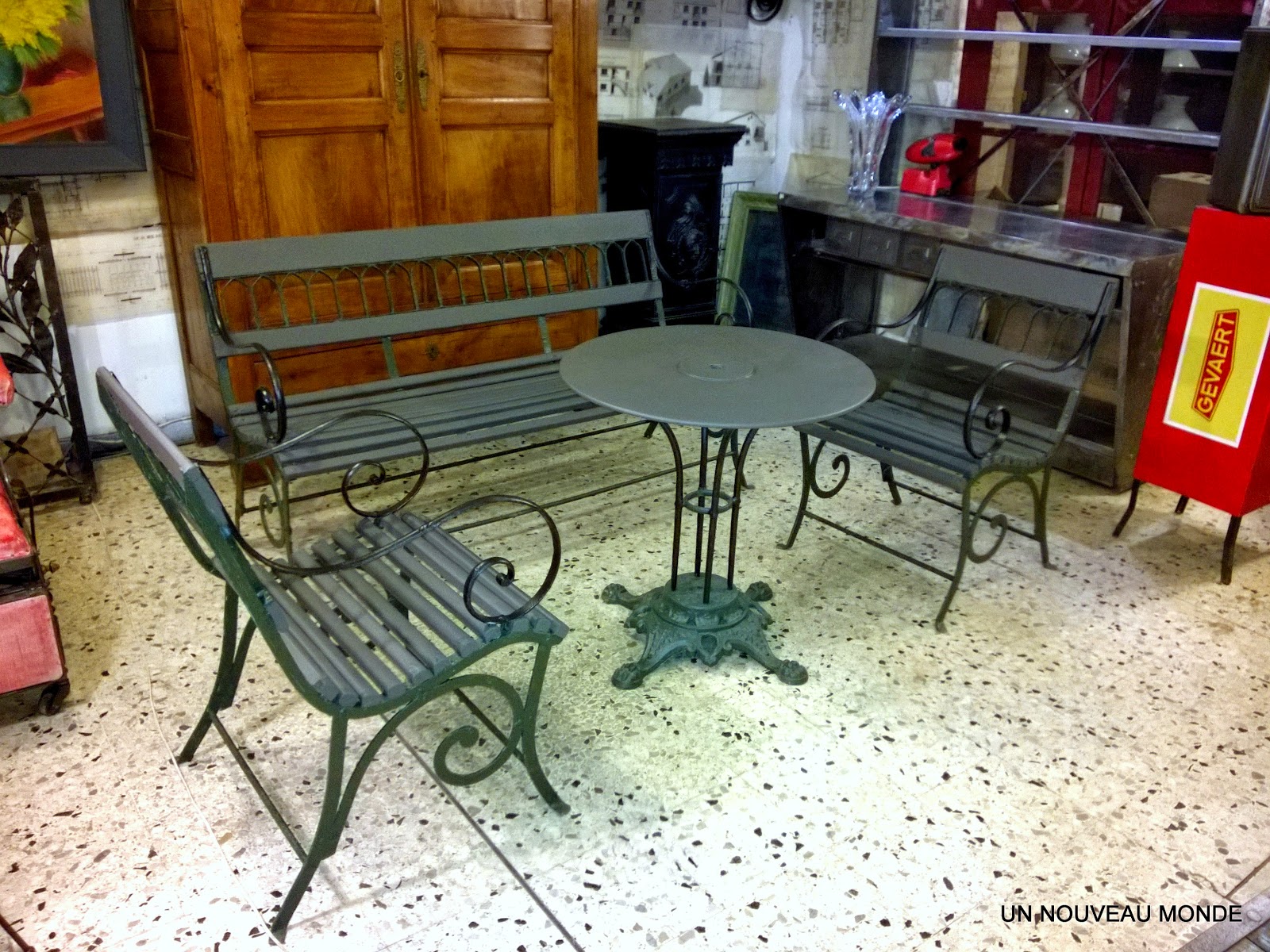 Salon de jardin teck et fer forgé