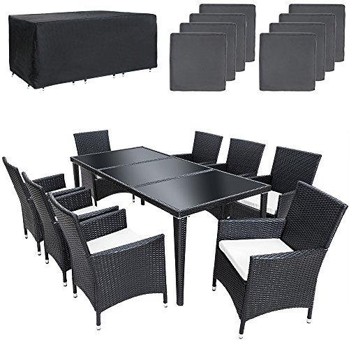 Tectake salon de jardin résine tressée poly rotin aluminium