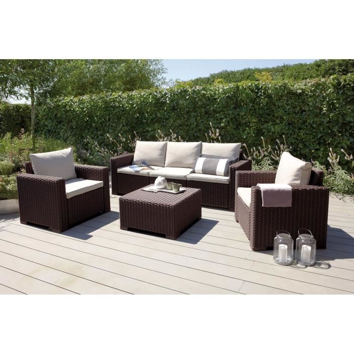 Salon de jardin resine tressee marron solde