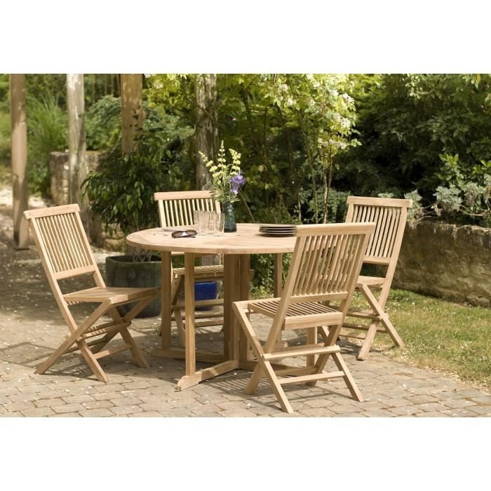 Salon de jardin teck table ronde