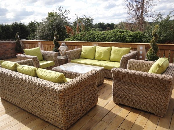 Salon de jardin rotin vert