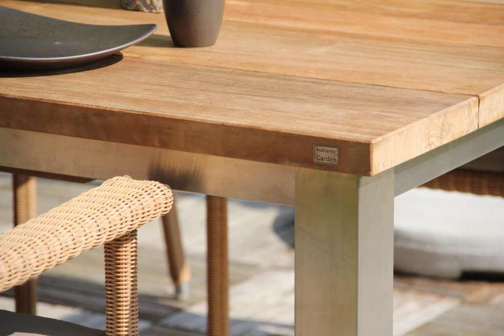 Salon de jardin teck et inox