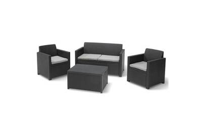 Salon jardin resine tressee table coffre