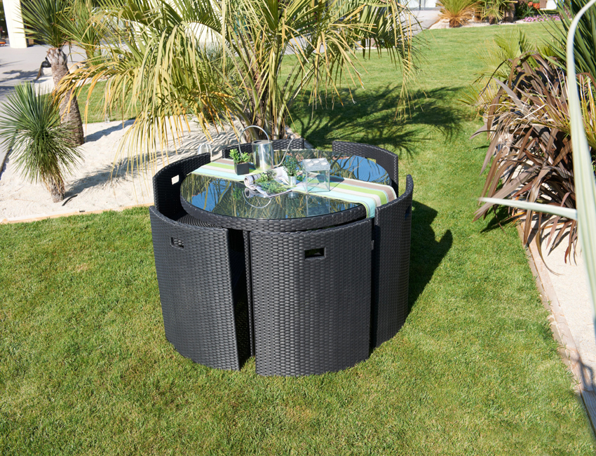 Salon de jardin table ronde resine