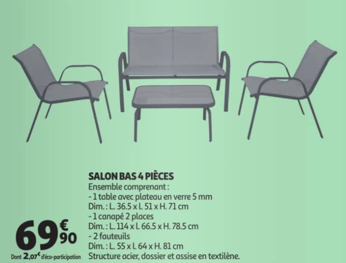 Salon de jardin pliable auchan