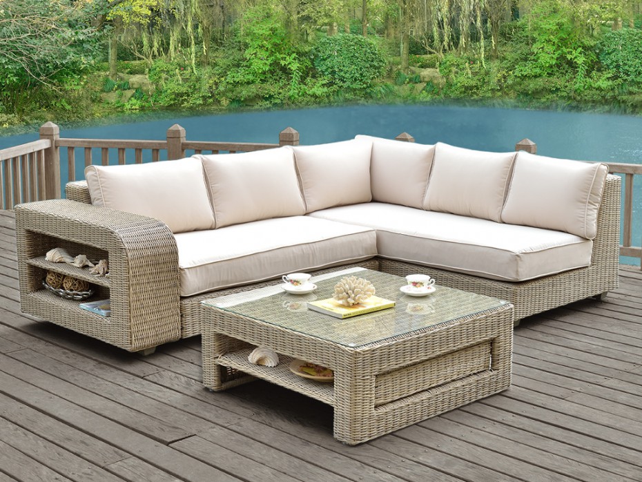 Salon de jardin résine tressée beige
