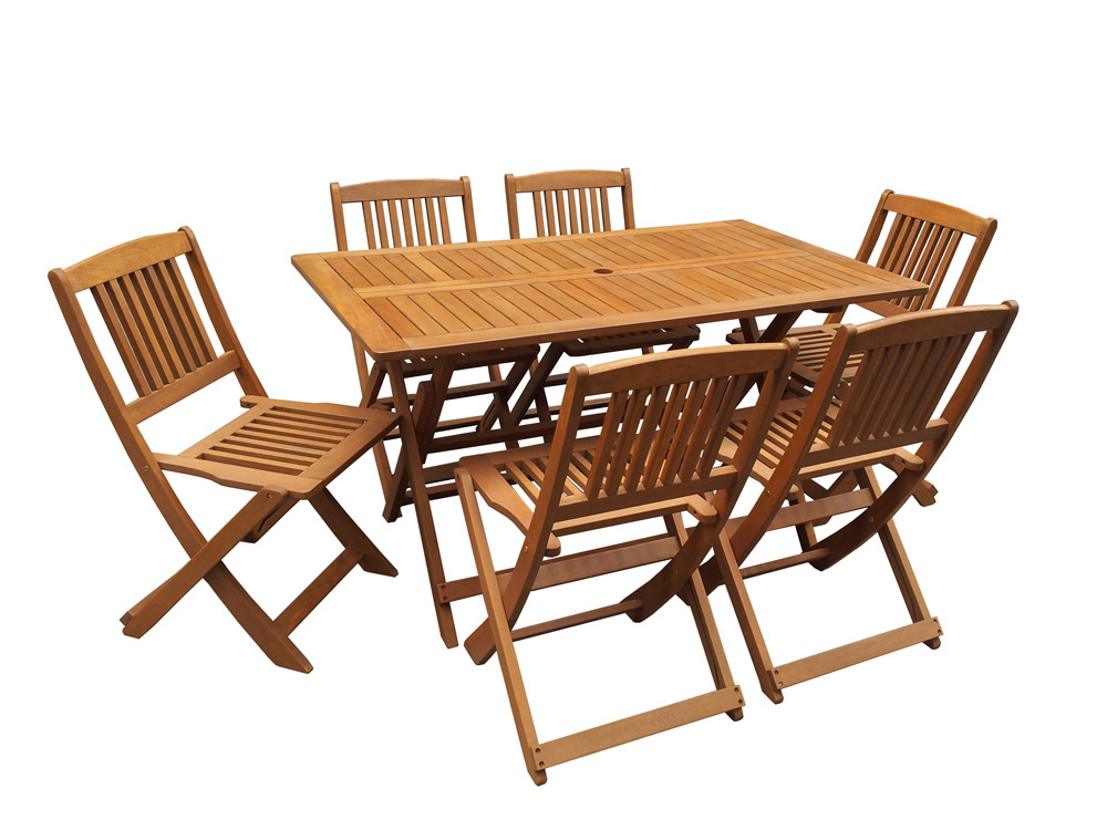 Salon de jardin teck pliable