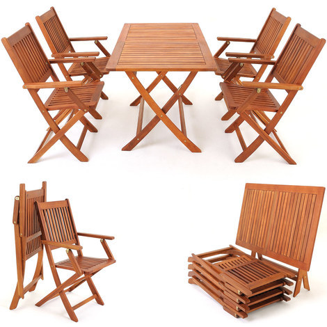 Salon de jardin pliant en bois