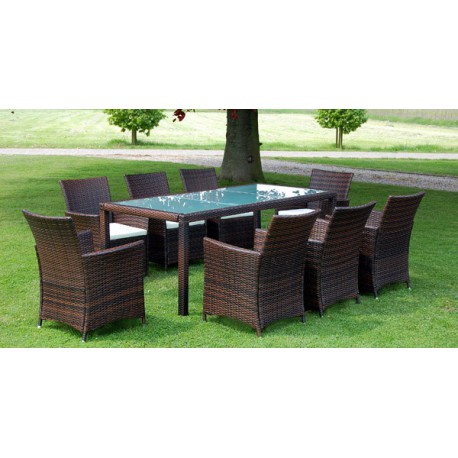 Salon de jardin en resine tressee chocolat pas cher