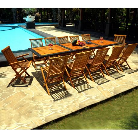 Salon de jardin teck 12 places