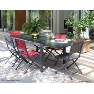 Salon de jardin métal et verre table + 6 chaises