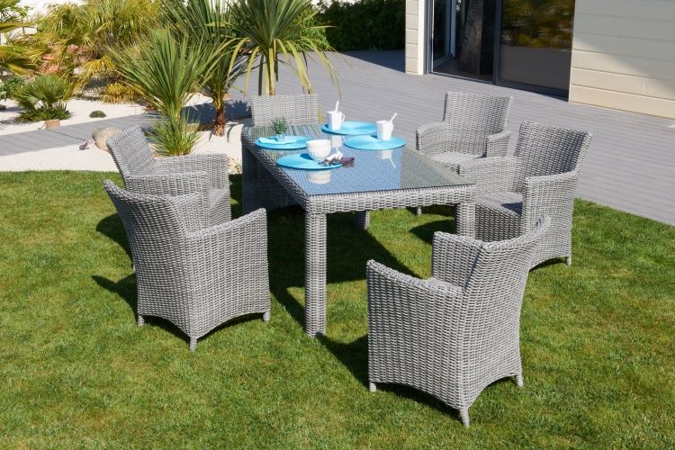 Salon de jardin en resine gris pas cher