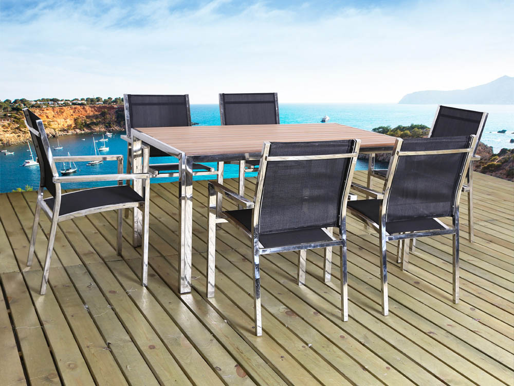 Salon de jardin bois et inox