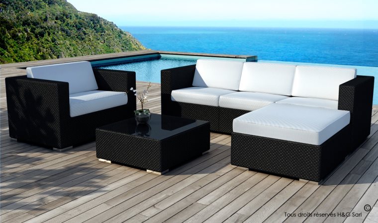 Salon de jardin noir en resine