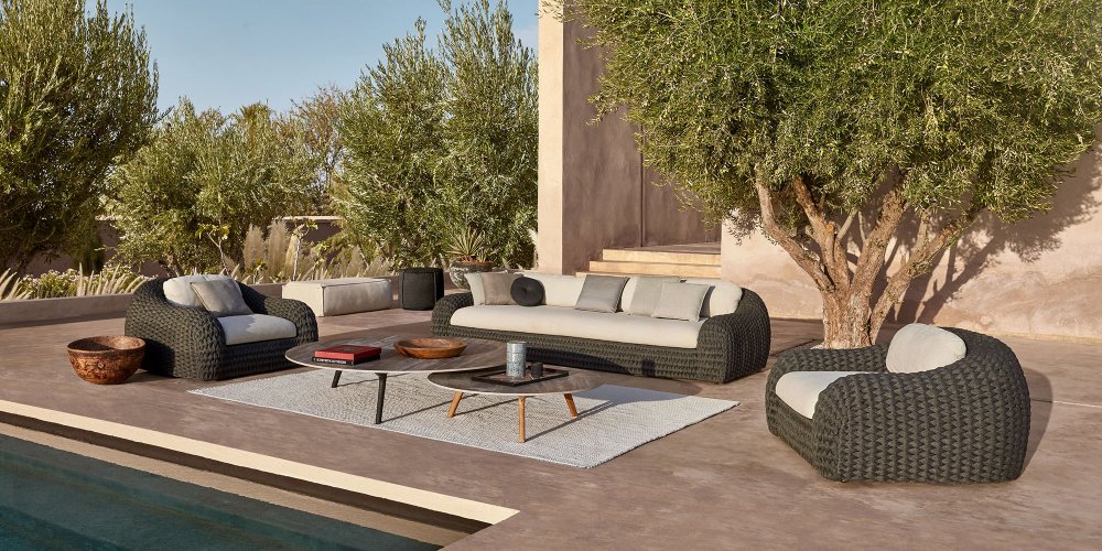Salon de jardin fibre tressee