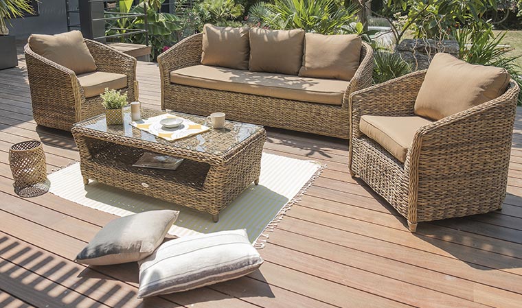 Salon de jardin résine tressée miami - florida - gris