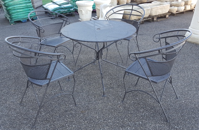 Salon jardin table ronde fer